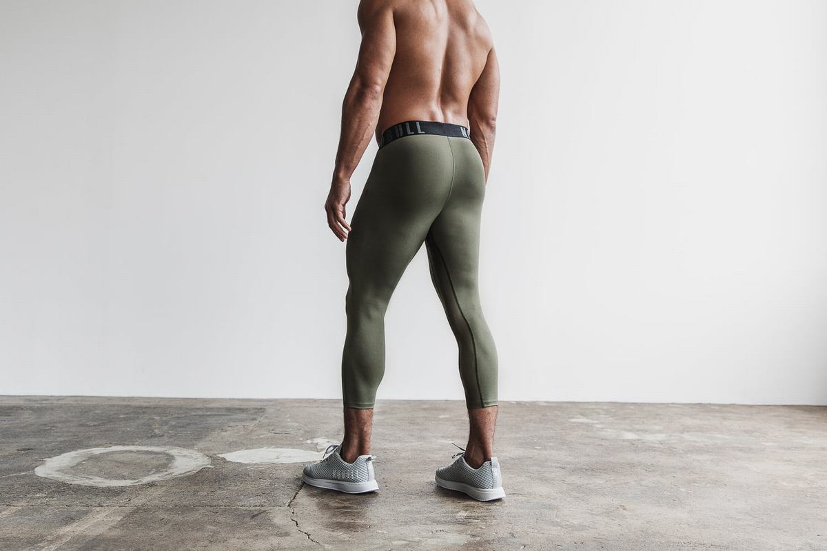 Nobull 3/4 Compression Men\'s Tights Green | Australia (EF1805)